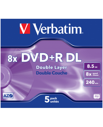 Verbatim DVD+R DL [ jewel case 5 | 8.5GB | 8x | matte silver ]