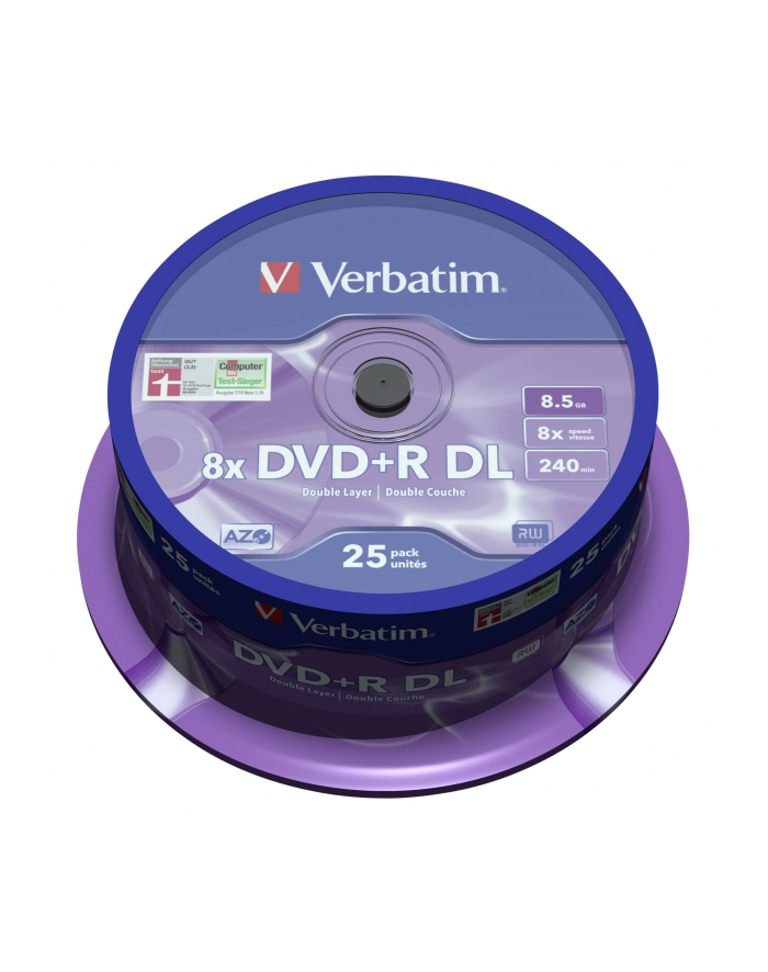 DVD+R DL Verbatim [ spindle 25 | 8,5GB | 8x |  MATT SILVER ] główny