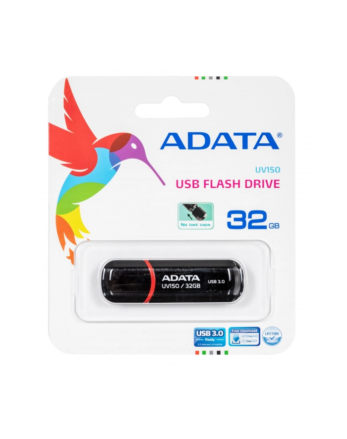 ADATA Flash Disk 32GB USB 3.0 Dash Drive UV150, czarny (R: 90MB/s, W: 20MB/s) główny