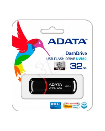 ADATA Flash Disk 32GB USB 3.0 Dash Drive UV150, czarny (R: 90MB/s, W: 20MB/s)