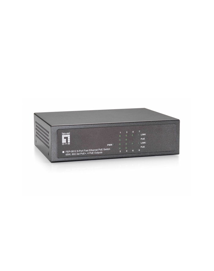 SWITCH 8-PORT 100MB (4-PORTY POE MAX 61.6W) 10.5'''' 19'''' LEVELONE'' główny