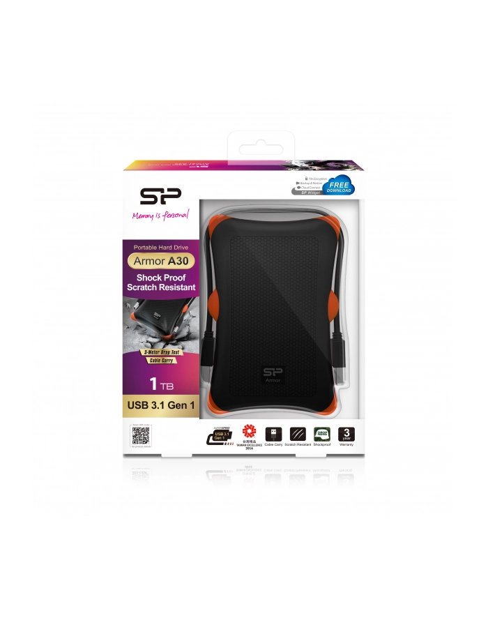 Silicon Power ARMOR A30 1TB USB 3.0 BLACK / wstrząsoodporny / PANCERNY główny