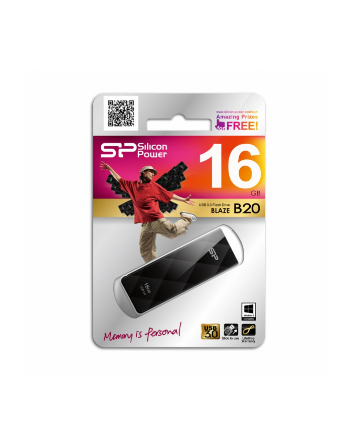 Silicon Power BLAZE B20 16GB USB3.0 MATTE BLACK/DIAMOND/LED główny