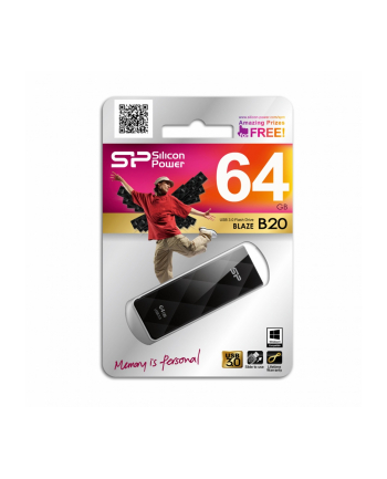 Silicon Power BLAZE B20 64GB USB3.0 MATTE BLACK/DIAMOND/LED nr 1