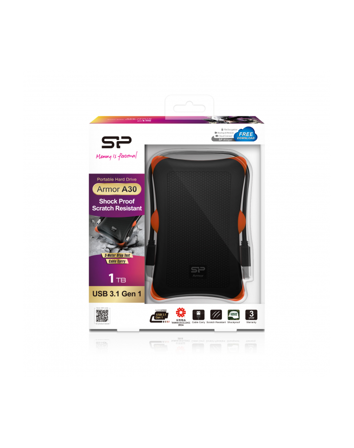 Silicon Power ARMOR A30 1TB USB 3.0 BLACK / wstrząsoodporny / PANCERNY główny