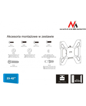 Maclean MC-597 17-37 vesa 200x200 20kg reg uchwyt do monitora TV