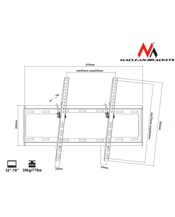 Maclean Uchwyt do TV 32-70 cali 35kg VESA standard