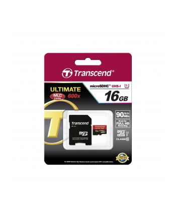 TRANSCEND Micro SDHC Class 10 UHS-I 600x, MLC, 16GB (Ultimate) + adapter