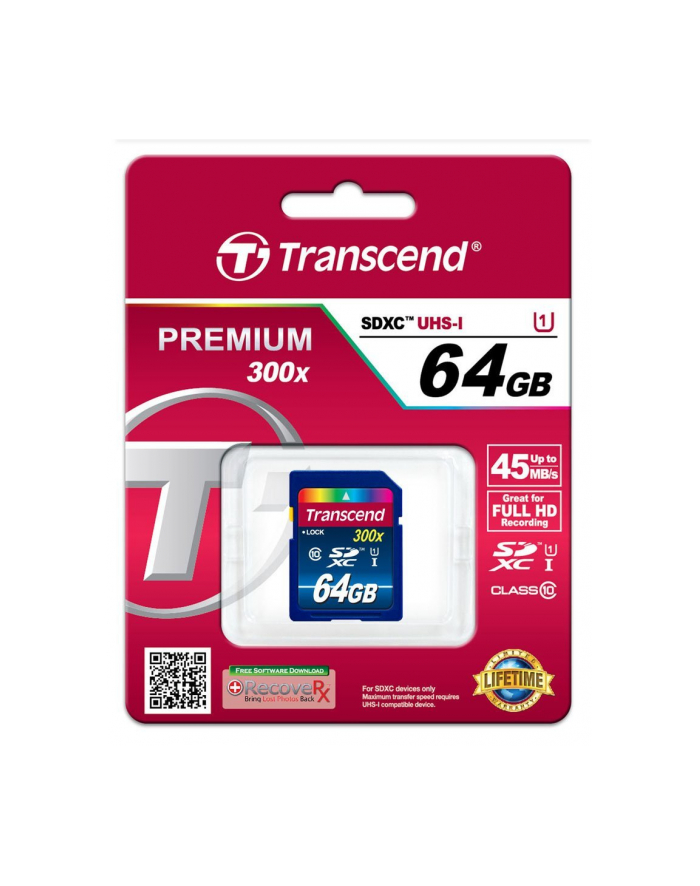 TRANSCEND SDXC Class 10 UHS-I 300x, 64GB (Premium) główny