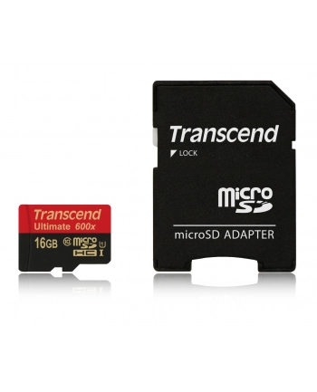 TRANSCEND Micro SDHC Class 10 UHS-I 600x, MLC, 16GB (Ultimate) + adapter nr 1