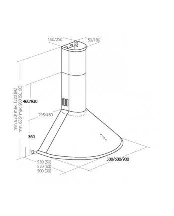 Okap kominowy AKPO WK-4 DANDYS 50 INOX (Inox / wydajność 420m )