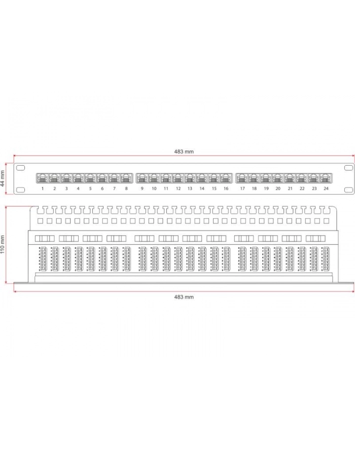 A-LAN ALANTEC Patch panel UTP 24 porty LSA kat.5e z półką główny