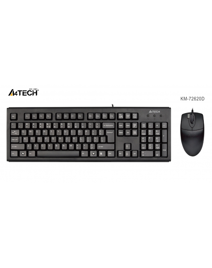 Zestaw przewodowy Klaw. PS2 Mysz A4-Tech  - KM-72620D, US Black główny