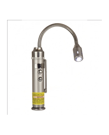 Camelion Arcas LED   Laserpointer, pocket clip, magnetic bottom, flexible neck for LED-light, 3 x LR44 batteries nr 2