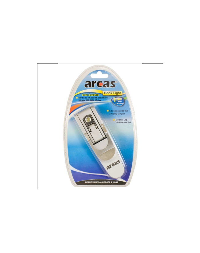 Arcas 1 LED Book Light / incl. 3 x AG13 batteries / 180° swiveling LED-lamp / foldable / with stainless steel clip główny