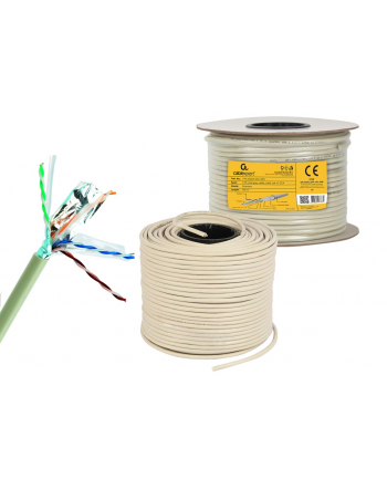 Gembird kabel instalacyjny skrętka FTP, 4x2, kat. 6, drut AL-CU, 100m, szary