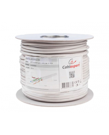 Gembird kabel instalacyjny UTP, 4x2, kat. 6, CCA, linka AL-CU, 100m, szary