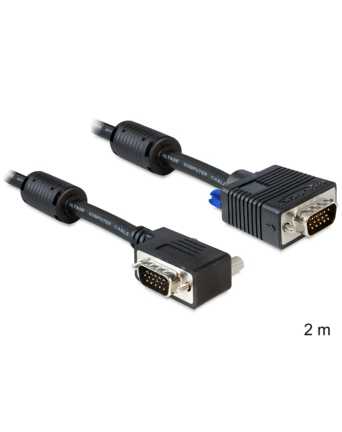 Delock kabel monitorowy SVGA D-sub 15M/15M, ferryt, ekran, kątowy, 2M czarny główny