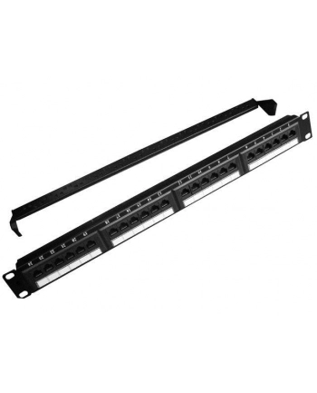 Gembird patch panel 19'' 24 port 1U kat.5e z półką do organizacji kabli, czarny nr 1