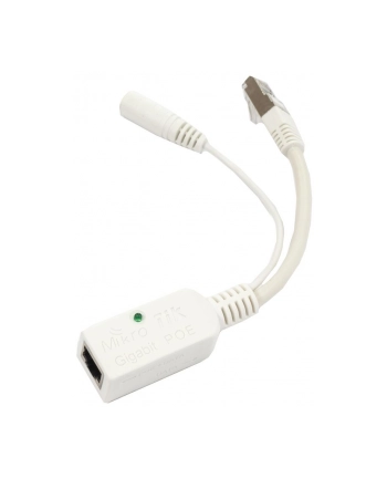 Mikrotik RBGPOE Gigabit PoE adapter with shielded connectors, supports 9-48V PoE