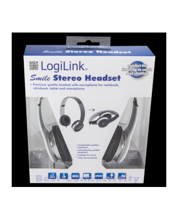 LogiLink Stylowe słuchawki stereo High Quality z mikrofonem, białe