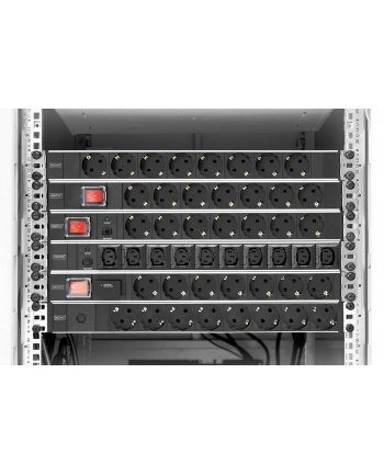 Listwa zasilająca PDU 19', 1U, 7 gniazd, moc: 16A, 4000W, aluminiowa, włącznik, zabezp. przeciwprzepięciowe, 2m