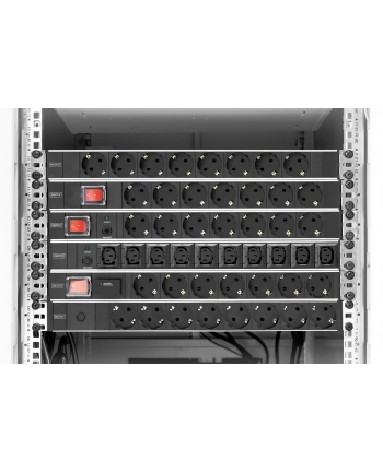 Listwa zasilająca PDU 19', 1U, 7 gniazd, moc: 16A, 4000W, aluminiowa, włącznik, zabezp. przeciwprzepięciowe, 2m