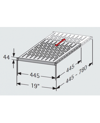 apraNET Półka 19'', 1U, VARIplain, rozsuwana, 445-780mm, Ral 7035