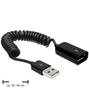 Delock Przedłużacz USB AM-AF Spirala 20-60cm