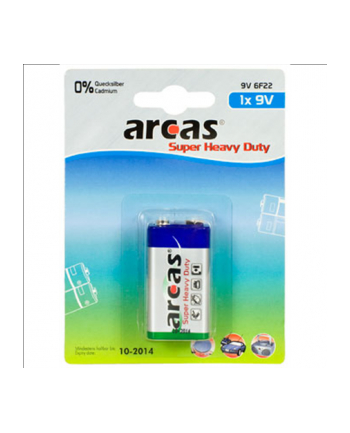 Arcas Super Heavy Duty 9V Block (6LF22), 1-pack