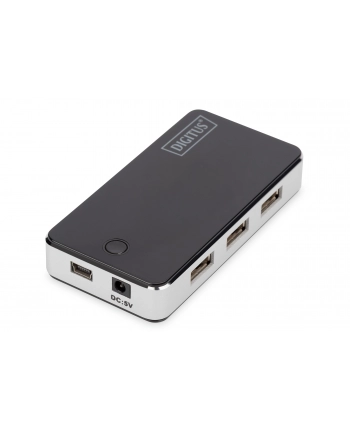 Hub USB 2.0 7-portowy, aktywny, czarny, DIGITUS