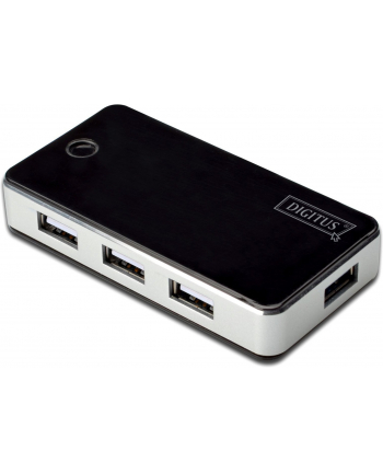 Hub USB 2.0 7-portowy, aktywny, czarny, DIGITUS