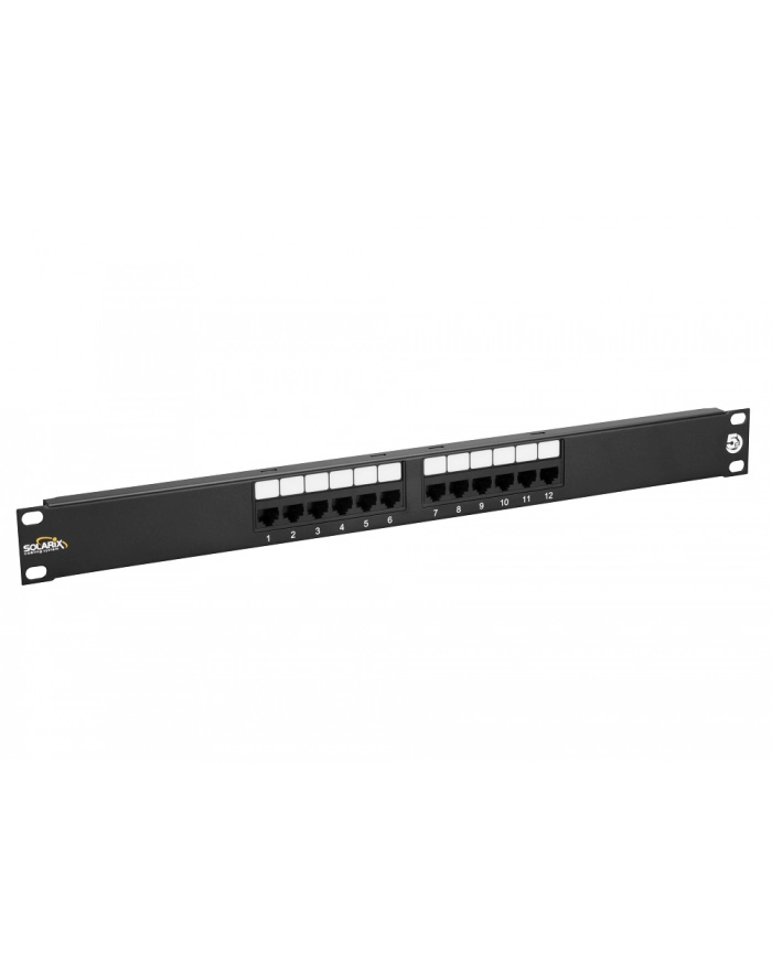Solarix Panel krosowy 12 x RJ45 5e UTP 150 MHz 1U, Czarny główny