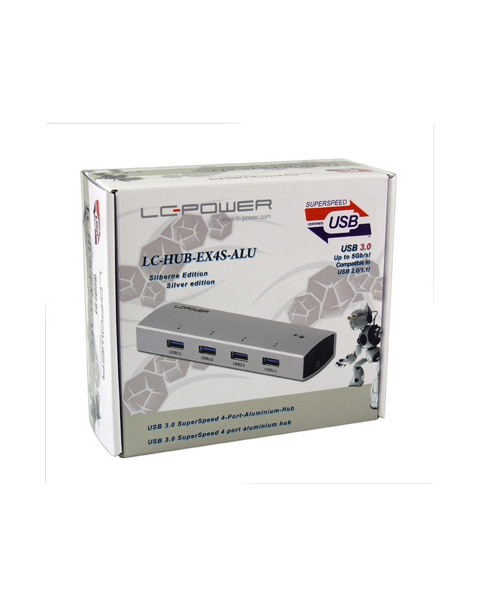 Hub USB LC-POWER 4-PORT USB 3.0 LC-HUB-EX4S-ALU Biały główny