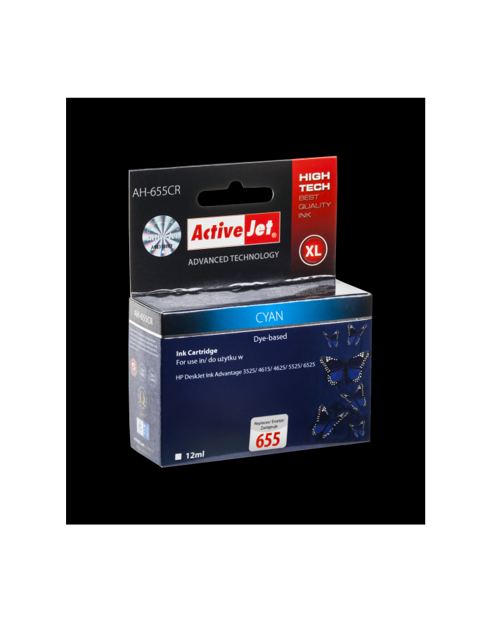 ActiveJet AH-655CR tusz cyan do drukarki HP (zamiennik HP 655 CZ110AE) główny