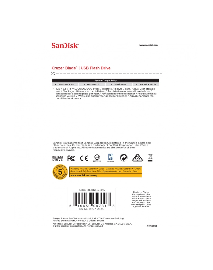 SANDISK FLASH CRUZER BLADE 64GB główny