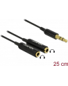 ADAPTER JACK STEREO MINI(M) 3,5MM 3-PIN->JACK STEREO MINI(F) 3-PIN X2 CZARNY 25CM DELOCK - nr 19