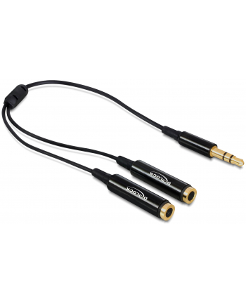 ADAPTER JACK STEREO MINI(M) 3,5MM 3-PIN->JACK STEREO MINI(F) 3-PIN X2 CZARNY 25CM DELOCK nr 1