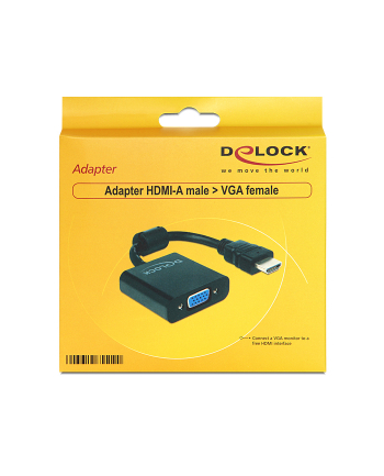 ADAPTER HDMI-A(M)->VGA (F) NA KABLU 25 CM BLACK DELOCK