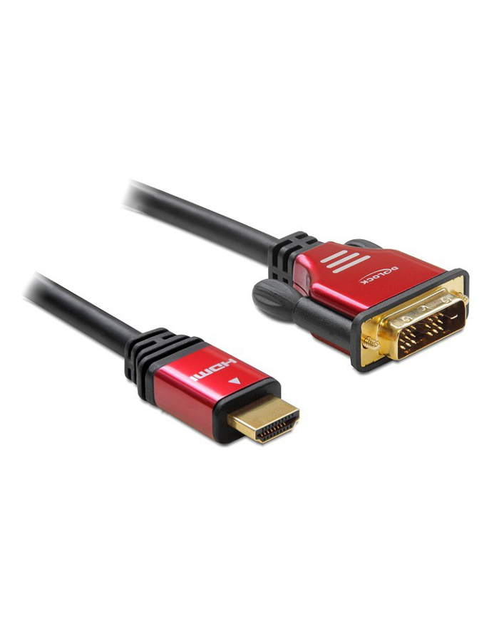 KABEL HDMI(M)->DVI-D(M)(18+1) 2M SINGLE LINK POZŁACANE STYKI DELOCK główny