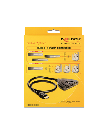 PRZEŁĄCZNIK SPLITTER HDMI 3 URZĄDZENIA BIDIRECTIONAL DELOCK