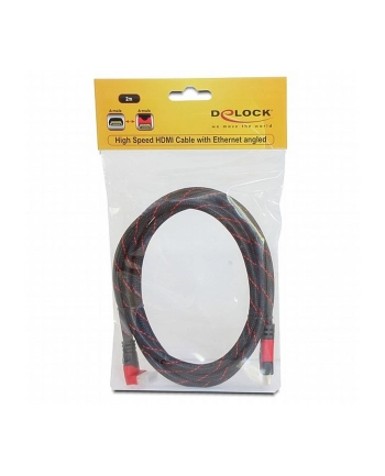 KABEL HDMI-HDMI PREMIUM KĄTOWY LEWY RED DÓŁ 2M DELOCK