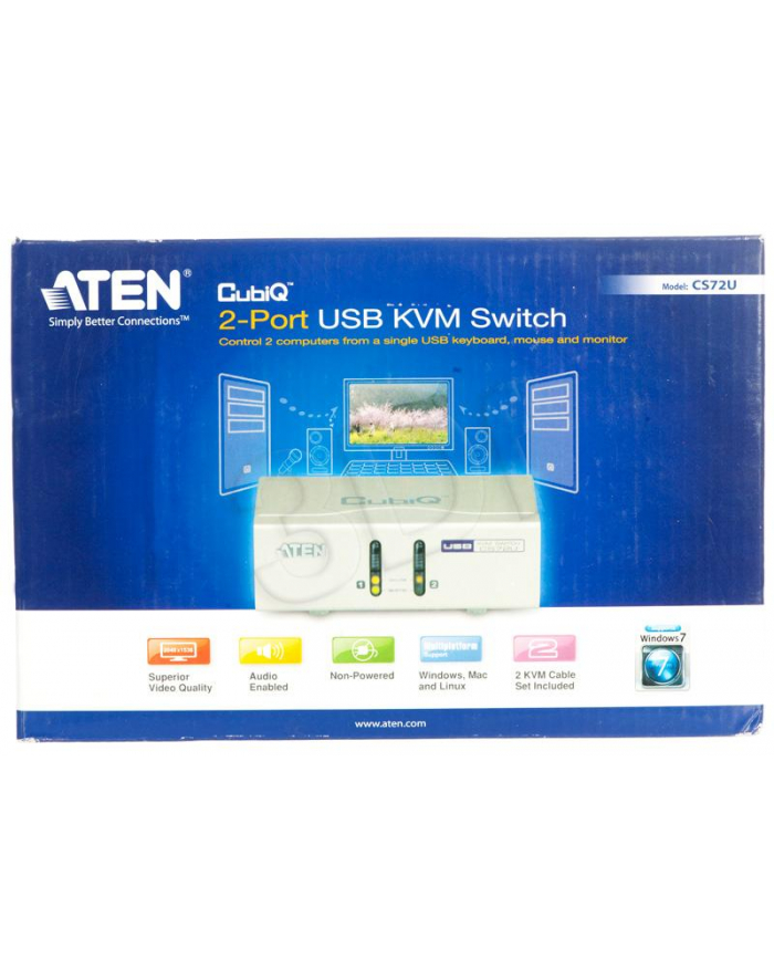 CUBIQ 2 PORT USB KVM SWITCH W/1.2M CABLE główny