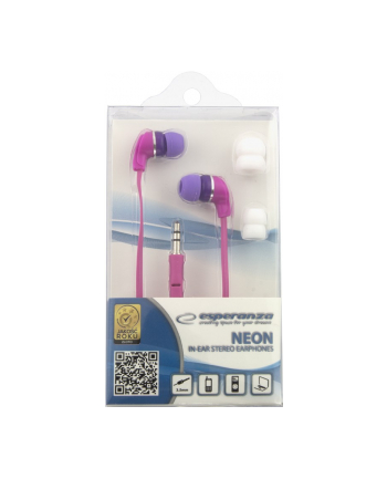 Esperanza SŁUCHAWKI DOUSZNE AUDIO STEREO NEON EH147P RÓŹOWE