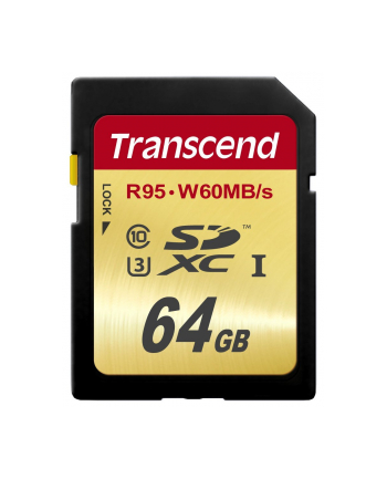 Transcend karta pamięci SDXC 64GB Class10 UHS-I U3 (read/write: 95/60MB/s)
