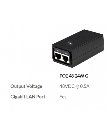 Ubiquiti Networks Ubiquiti PoE-48 Passive PoE Adapter EU, 48V 0.5A, 24W, Gigabit Ethernet version