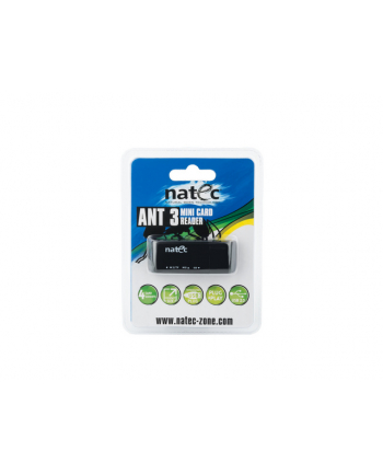 Natec Czytnik Kart MINI ANT 3 SDHC, MMC, M2, Micro SD, USB 2.0 Black