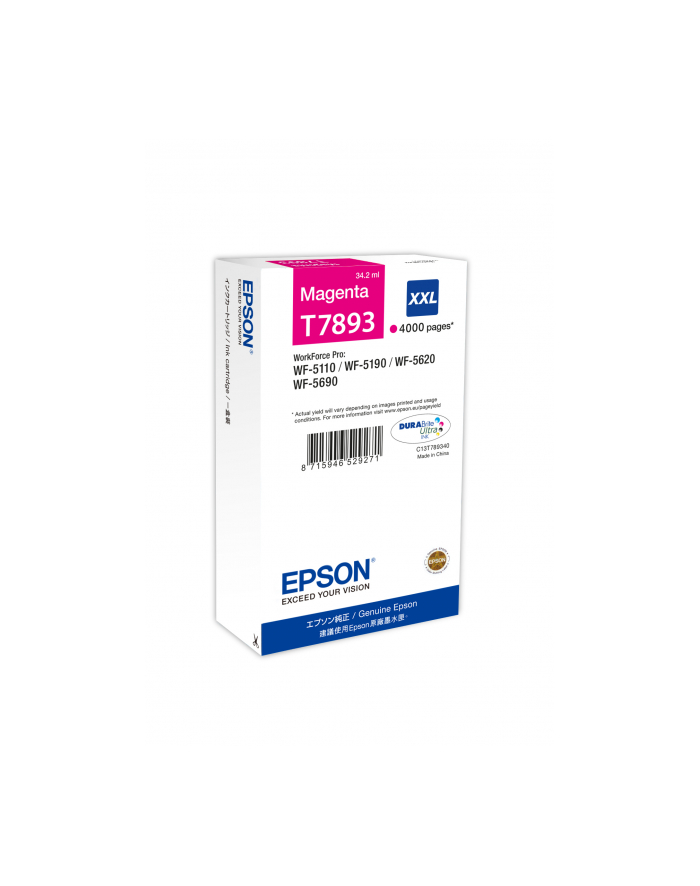 Tusz Epson magenta T7893 | 34 ml | WF-5110DW/WF-5190DW/WF-5620DWF/WF-5690DWF główny