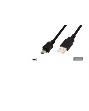 Assmann Kabel połączeniowy USB2.0 Canon Typ USB A/miniUSB B(5pinów), M/M czarny 3.0m