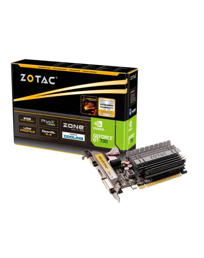 ZOTAC GeForce GT 730 ZONE Edition Low Profile, 2GB DDR3 (64 Bit), HDMI, DVI, VGA główny